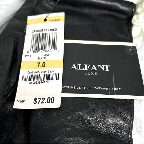 Alfani Luxe Genuine Black Leather Gloves Cashmere Lined NEW - Picture 5 of 8